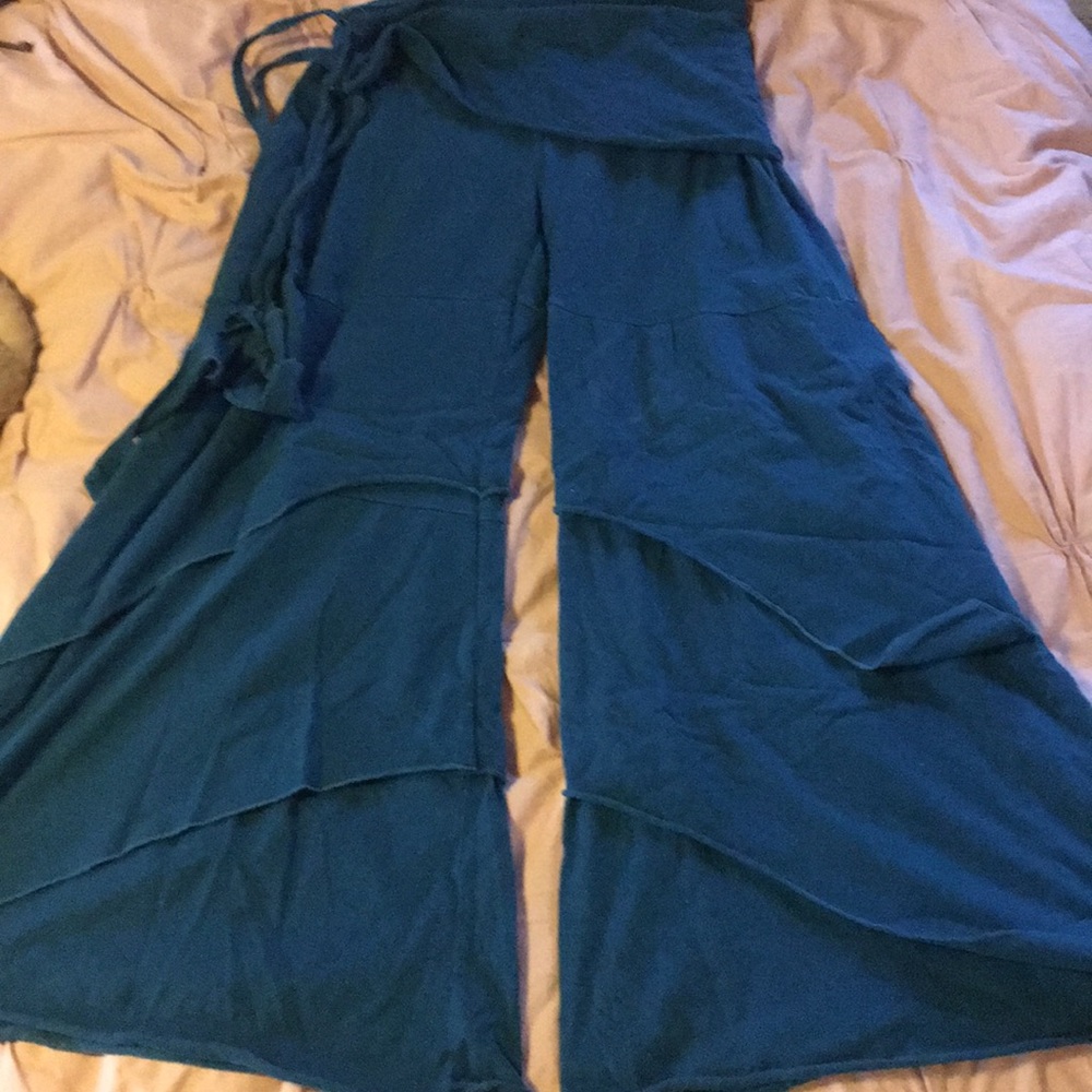 Soul flower turquoise layer wide leg pants